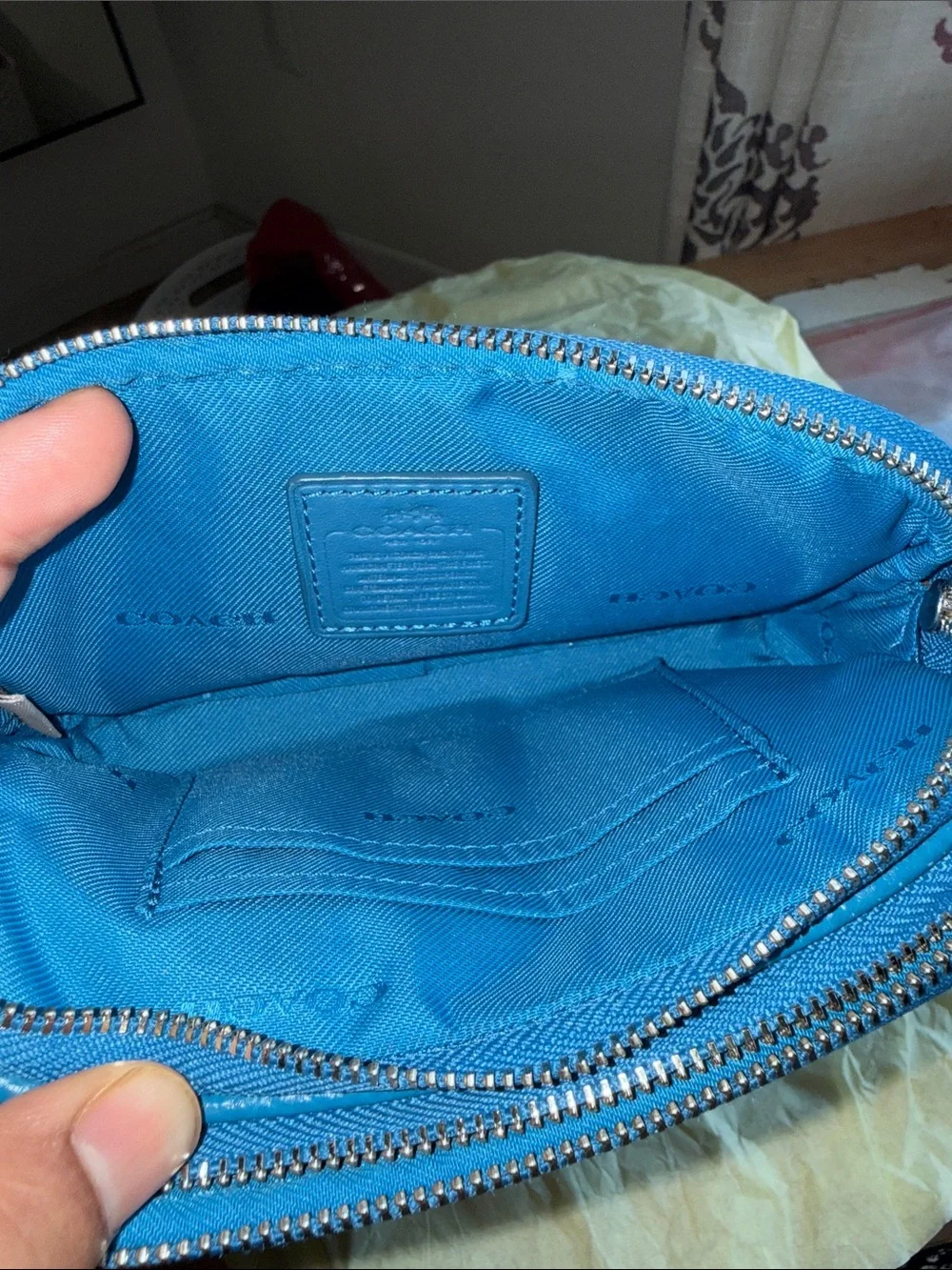 Coach Pebbled Leather Crossbody in Bright Blue